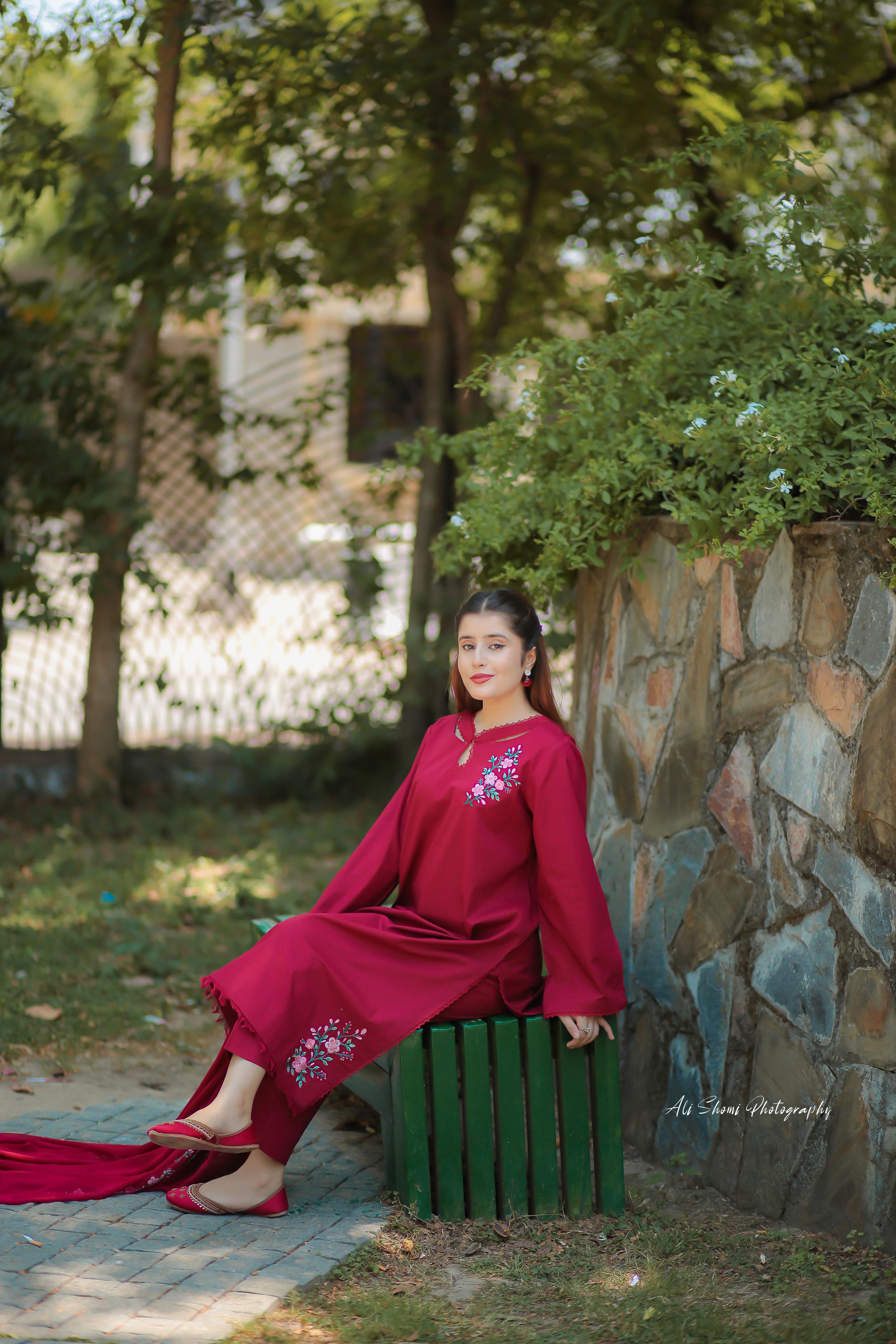 Stitched Maroon Floral Embroidered Lawn Suit