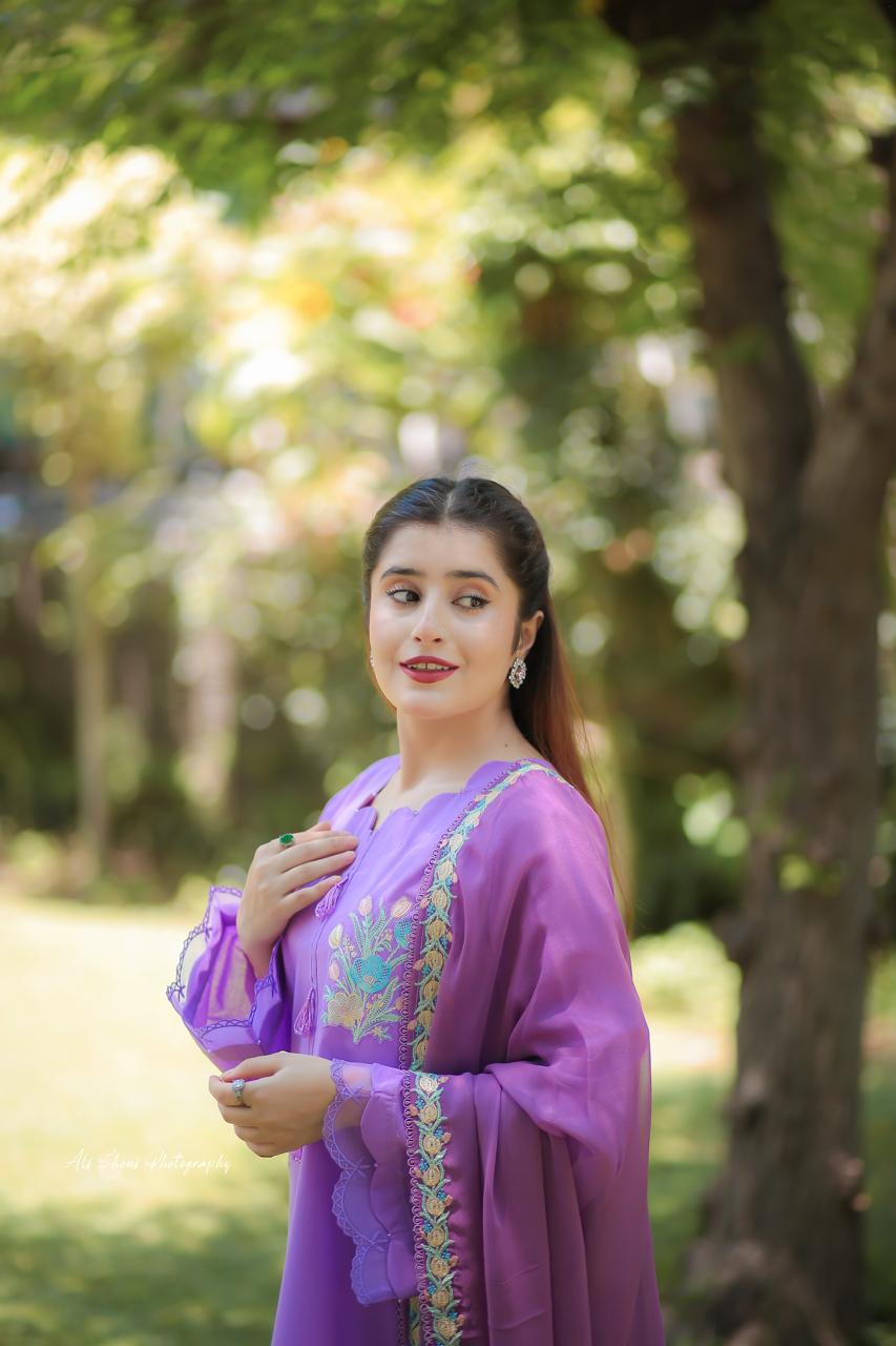Stitched Purple Floral Embroidered Lawn Suit