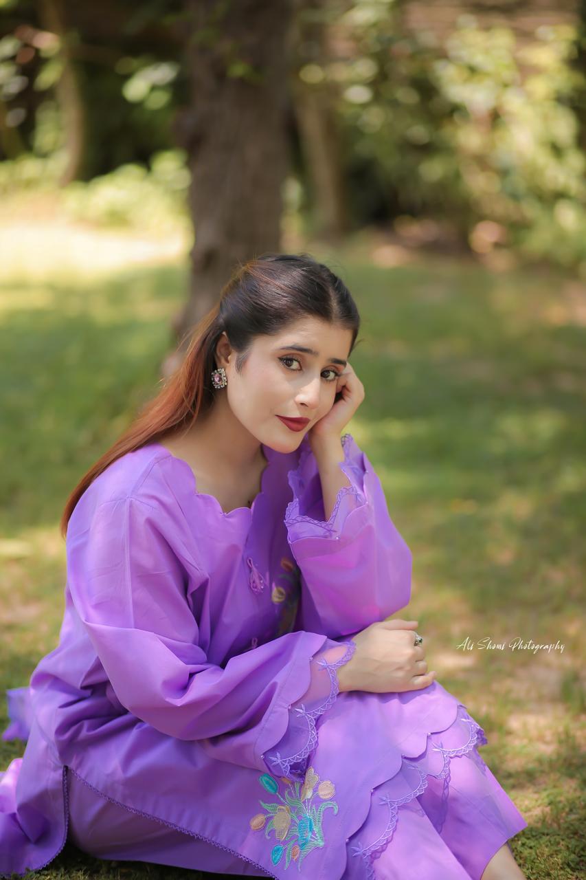 Stitched Purple Floral Embroidered Lawn Suit